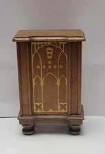 Vintage Signed Strombecker Playthings Walnut Dollhouse Furniture Radio Cabinet