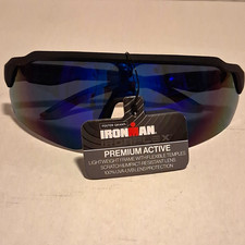 Foster Grant Ironman Men's Shield Sunglasses Blue Mirrored, Black, UV, Flex