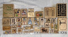 35 Wood-Mounted Rubber Stamps - Christmas and Winter