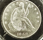 1848 O Seated Liberty Half Dollar AU in Grade Better Date