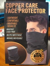 Copper Care Infused Face Protector Gaiter & Neck Guard Mask Washable Gray