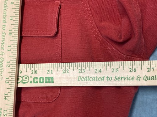 J Peterman Co. Mens Barn Coat XL Red Heavy Canvas Leather Collar Chore Trucker - Picture 7 of 9