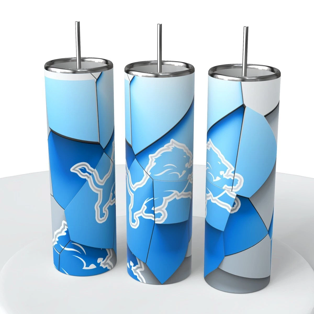 Abstract Blocks football Skinny Steel Tumbler with Straw, 20oz