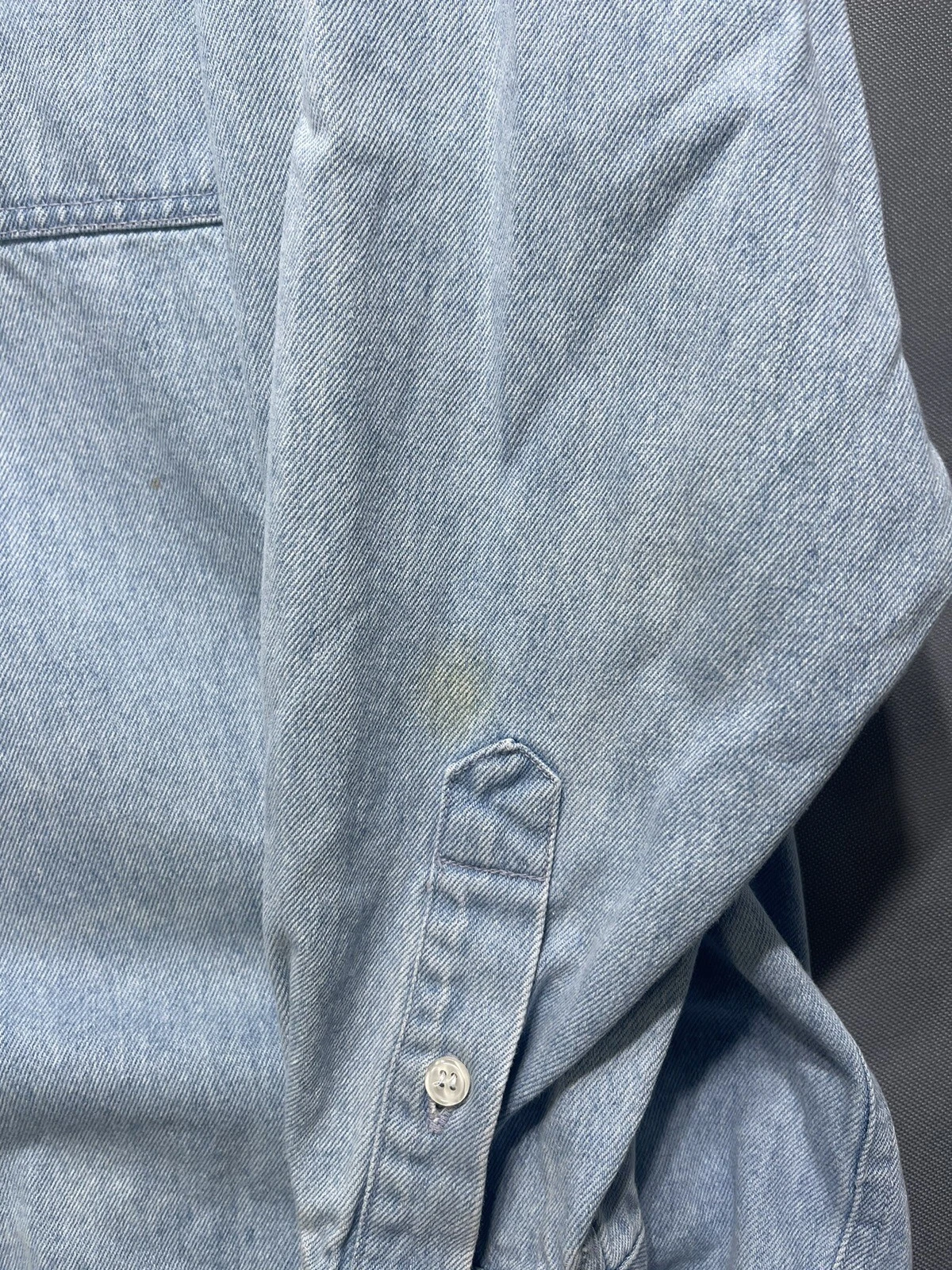 Camicia H. Valentino Uomo Large 34 35 Blu Chambray Denim Manica Lunga Resistente Lavoro