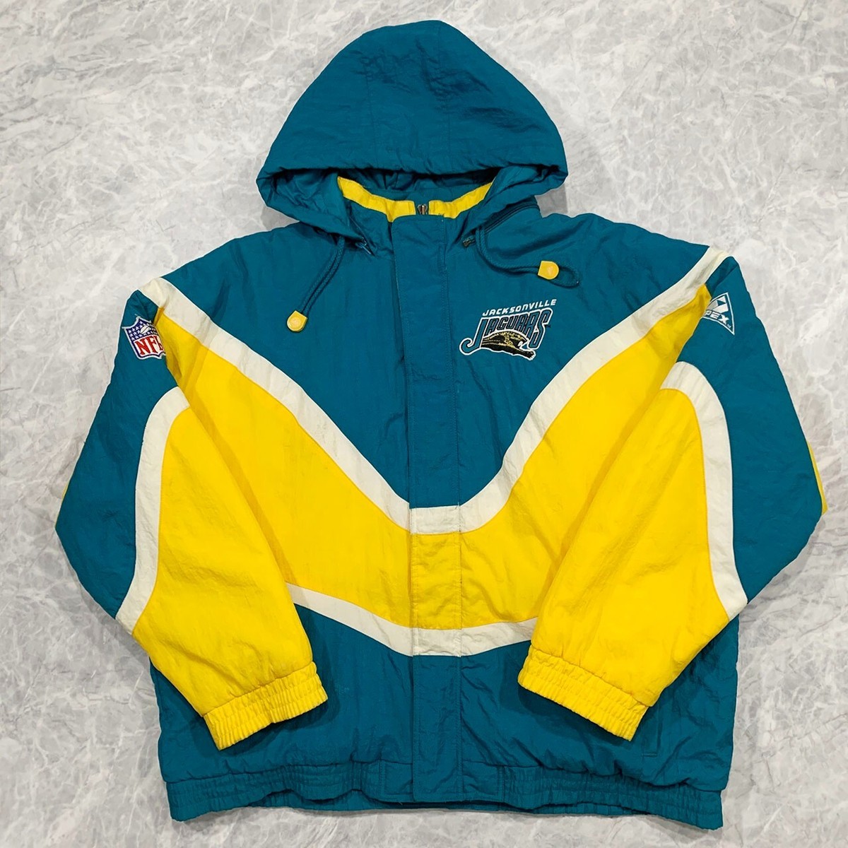 VTG 90s NFL JACKSONVILLE JAGUARS APEX ONE PUFFER JACKET HOODIE