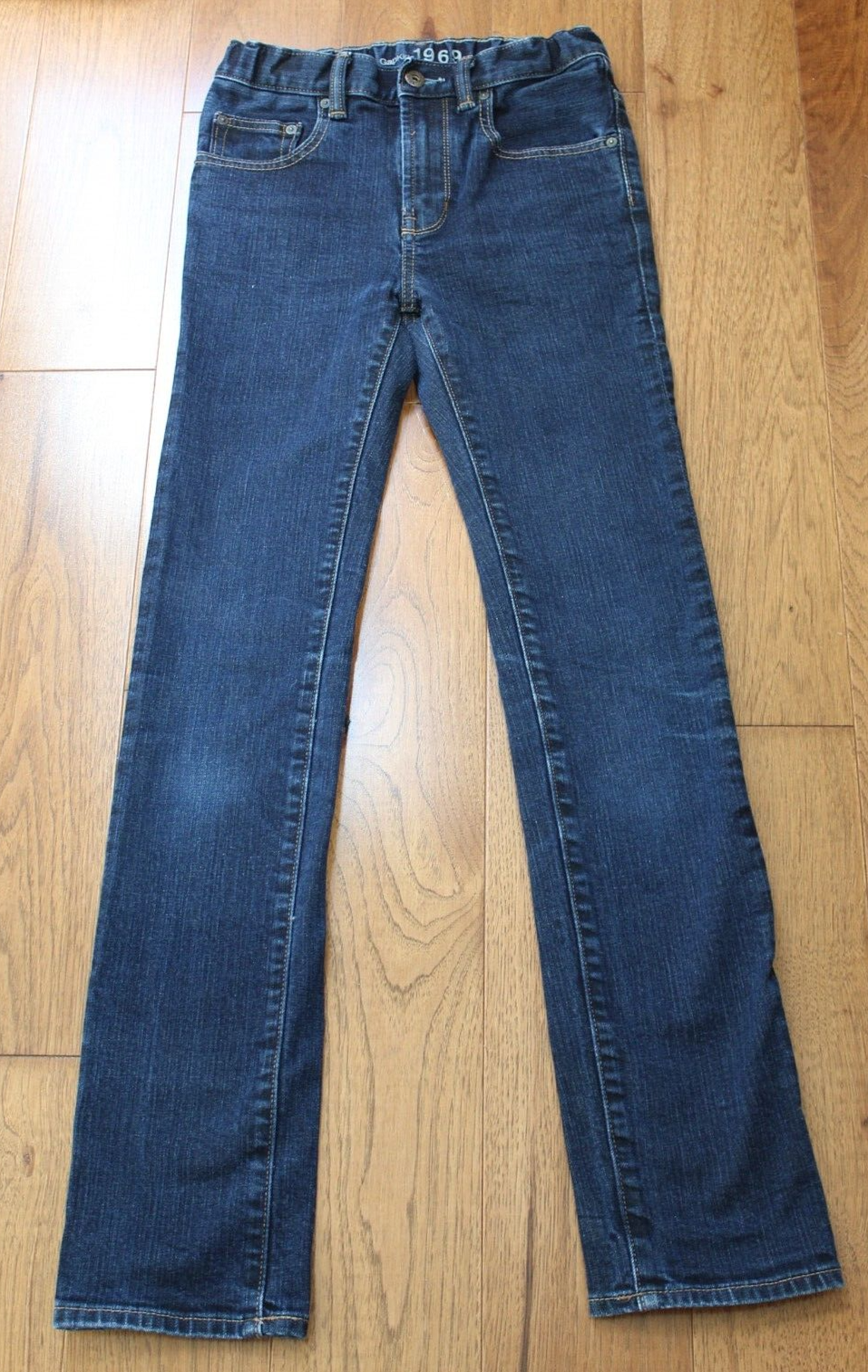 Gap SKINNY JEANS Girls 16 Slim Dark Rinse Straight Leg Adjustable Waist Denim-image