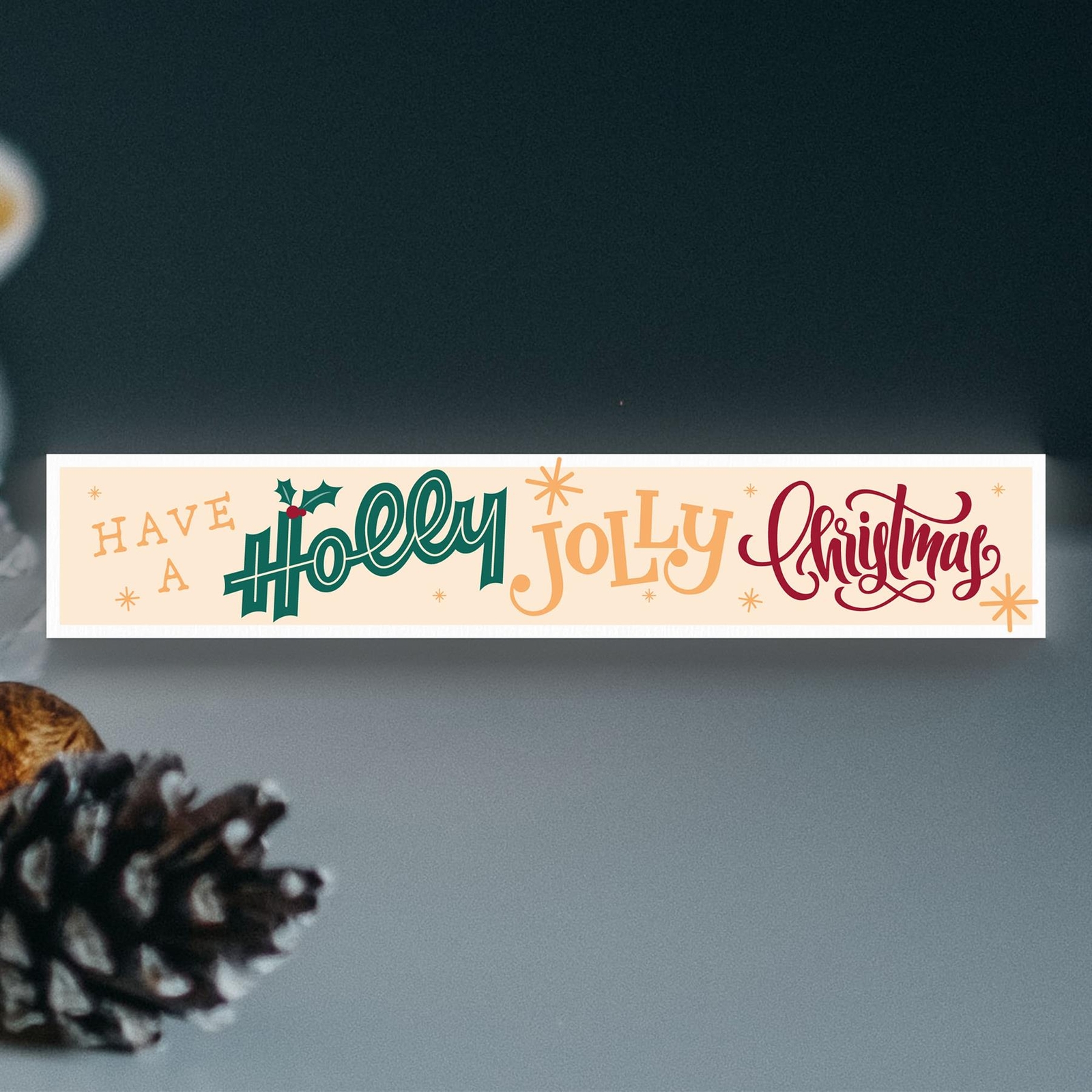 Have A Holly Jolly Christmas Festive Standing Wooden Block Christmas Decor