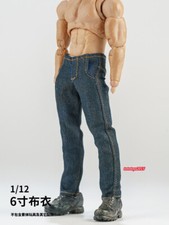1/12 Blue Jeans Pants Trousers Clothes Model For 6" male Action Figure Body Toy
