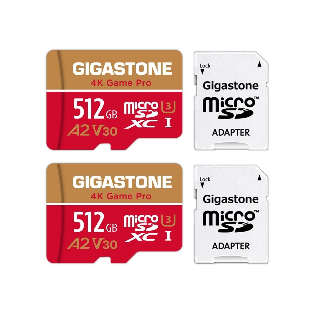 5-Yrs Free Data Recovery]Gigastone 512GB Micro SD Card 2-Pack, 4K 