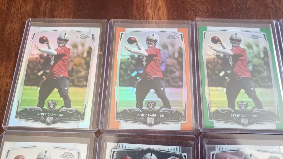 Lot (15) 2014 Topps Chrome Platinum DEREK CARR Rookice RC Silver Orange Green - Image 2 of 4