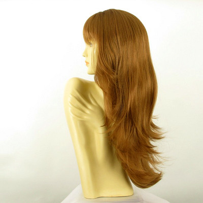 Perruque Femme Longue Blond Foncé Vénitien - Synthétique Raide - Bonnet Moyen Avec Boucles