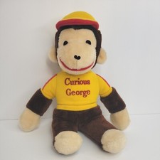 Knickerbocker Curious George Plush Stuffed Monkey 14" Yellow Shirt Hat Vintage
