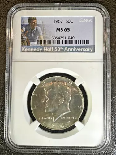 1967 KENNEDY Half Dollar * NGC MS65 * UNCIRCULATED * "50th Anniversary Label"