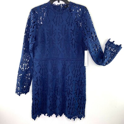 New $118 AQUA Long Sleeve Blue Cutwork Lace Sheath Dress in XS, Small & Large | eBay New $118 AQUA Long Sleeve Blue Cutwork Lace Sheath Dress in XS, Small & Large | eBay