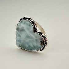 Silver RING 950 Peruvian Handcrafted Heart With Turquoise Stone
