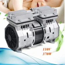 New 370W 8 Bar Oilless Piston Compressor Pump Double Cylinder High Pressure