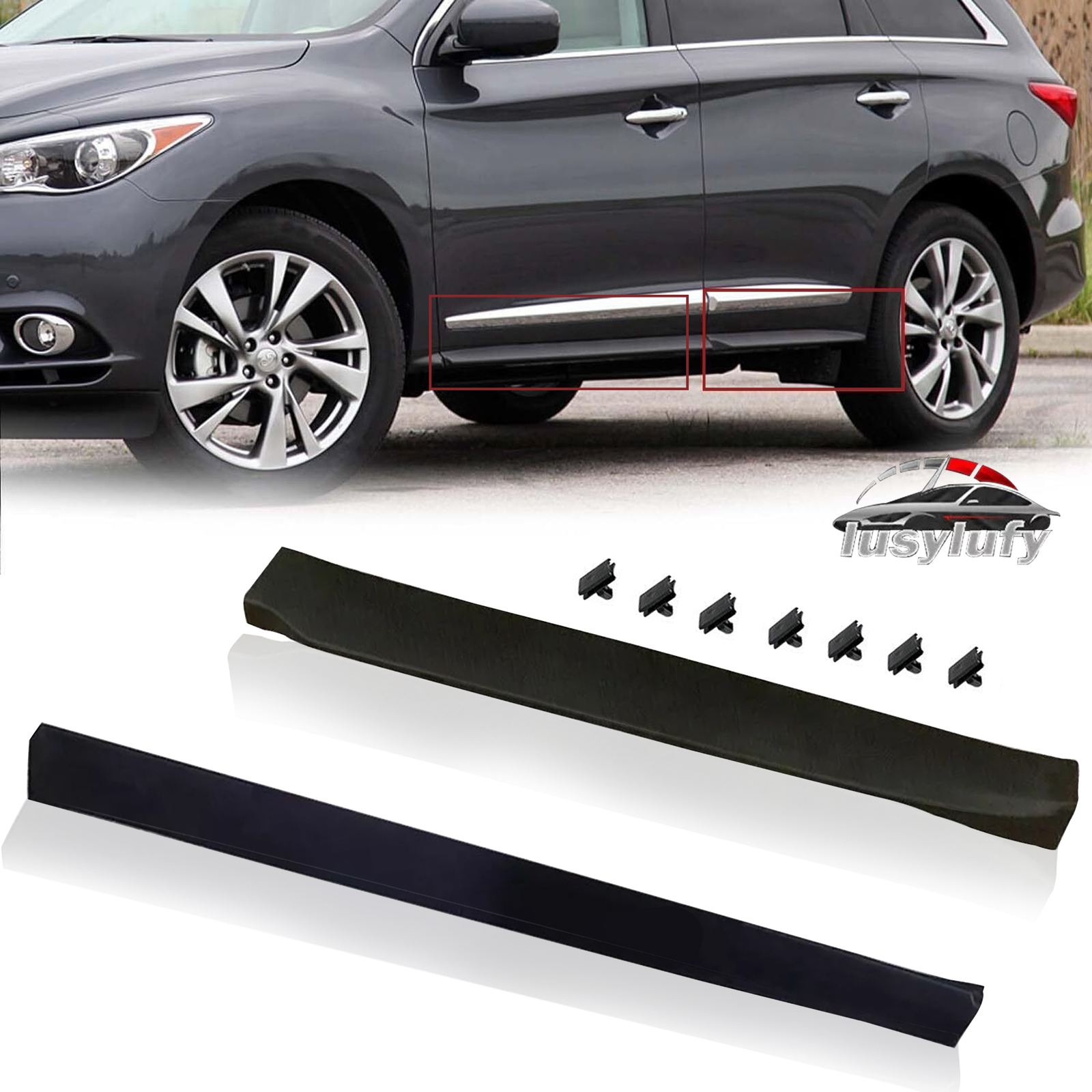 Front Right Lower Side Door Molding Trim For Infiniti QX60 JX35 2013-2020 - Black, Clip-On