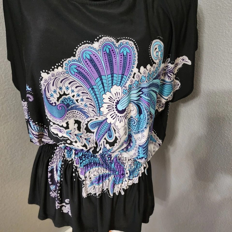 HeartSoul 衬衫女式大号黑色佩斯利复古 Y2K — 第 2/4 张图片