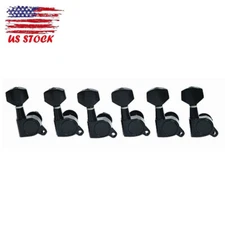 Black 6R Inline Guitar String Tuning Peg Tuner Machine Head Universal Fit USA