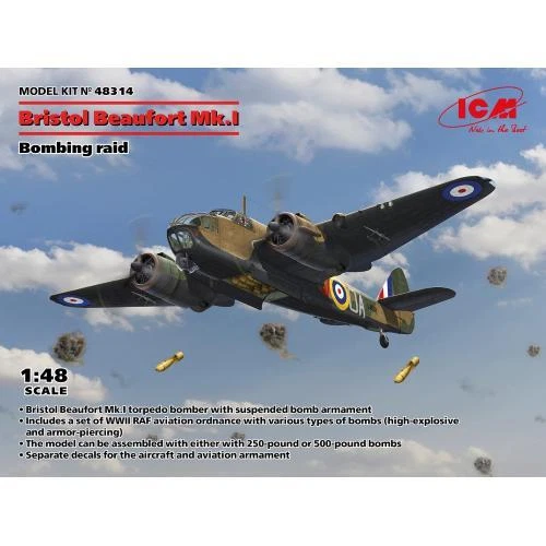 1:48 ICM KIT Bristol Beaufort Mk.I. Bombing Raid Kit ICM48314 - Immagine 2 di 2