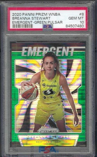 BREANNA STEWART 2020 PANINI PRIZM WNBA EMERGENT GREEN PULSAR /25 PSA 10 POP 3