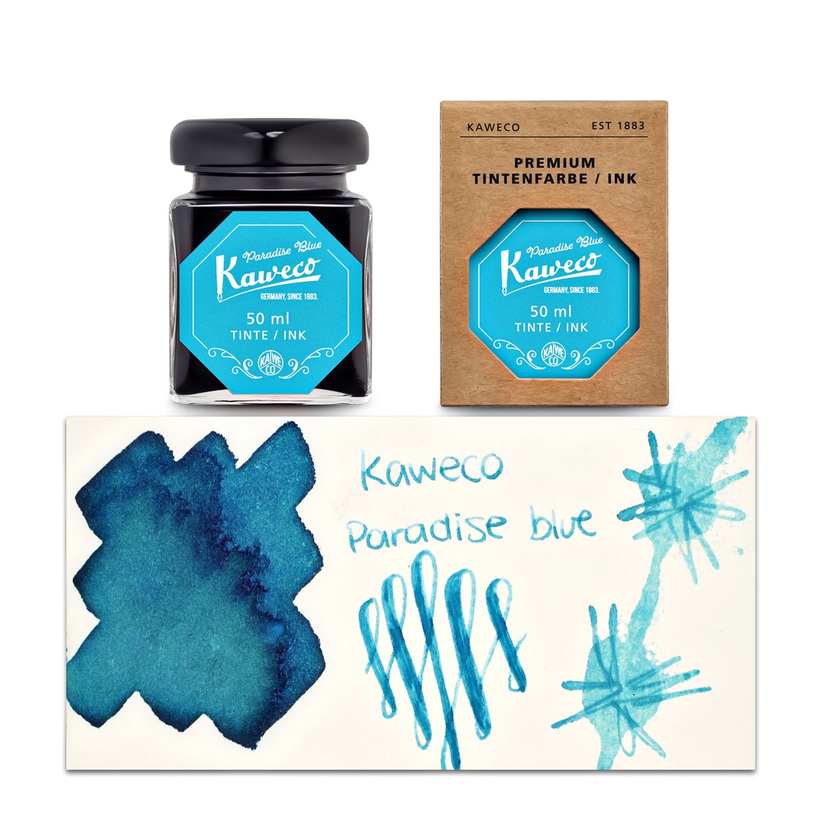 d。 Kaweco Bottled Ink for Fountain Pens in Paradise Blue (Turquoise