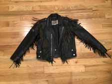 Vintage Open Road Men's Fringed Motorcycle Biker 100% LEATHER Jacket Sz. 40