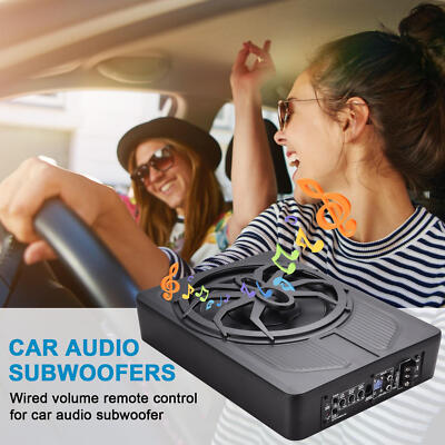 Under-Seat Powered Subwoofer Car Truck Sub W/ Amp Kit Blue Led Ambient Light