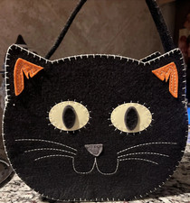 Pottery Barn Black Cat Treat Bag Glow In The Dark Halloween 11"W 400