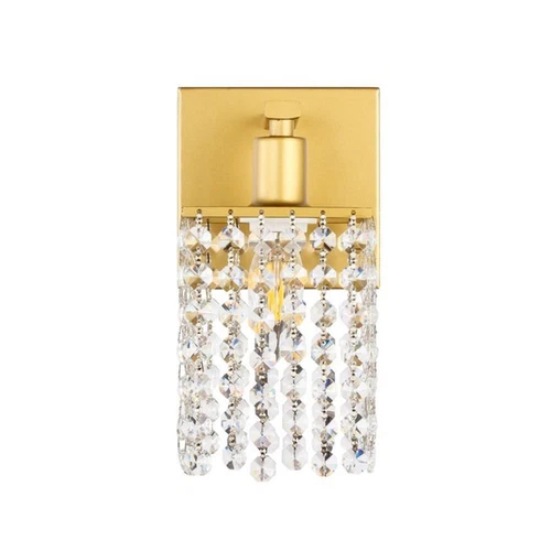 Living District Phineas 1-Light Mid-Century Metal Wall Sconce in Brass and Clear - Picture 6 of 7