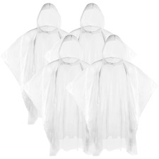 Ram® 4 x Rain Poncho Clear Waterproof Raincoats For Festivals Holiday Events