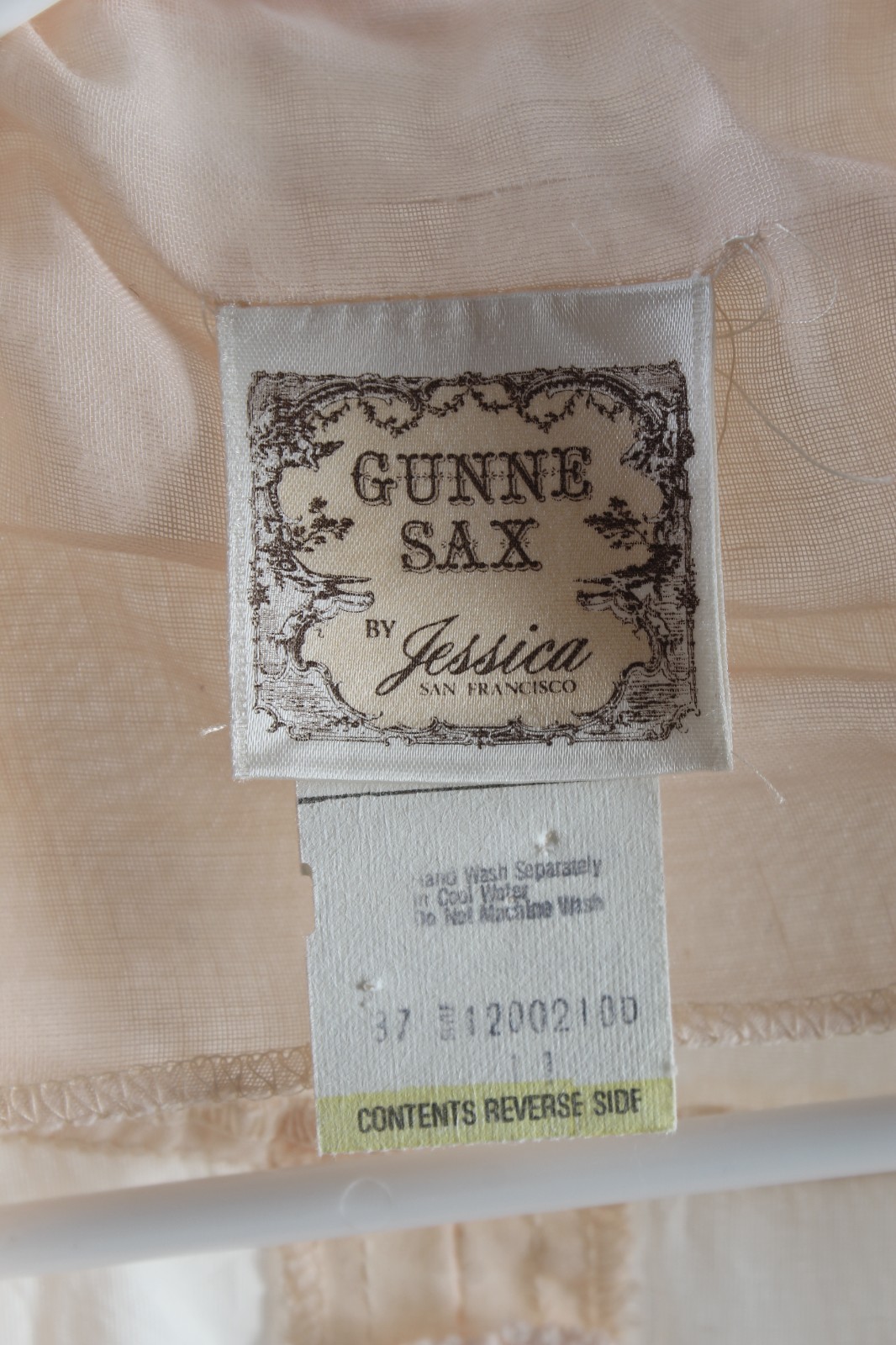 Vintage 70s Peach Gunne Sax Dress Lace Up Corset Prairie Wedding Gown Sz 11