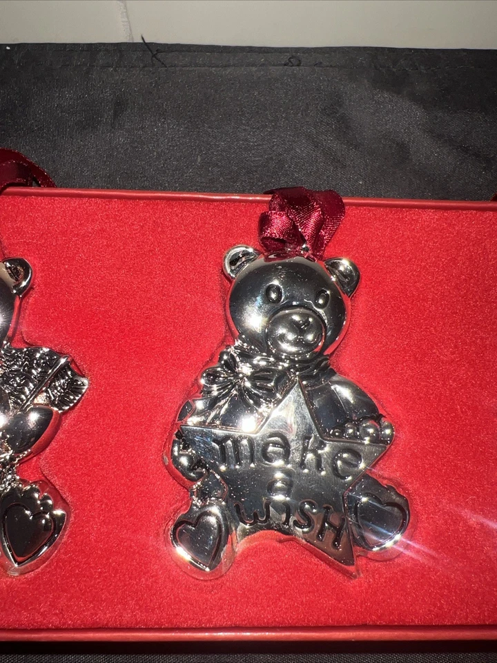 Juego de 3 adornos plateados muñeco de nieve GORHAM de colección 3" de alto en excelente estado Foto 4 de 4