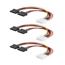 3 Pack 4 Pin Molex to Dual SATA Power Y-Cable Adapter, 4 Pin Male IDE Molex