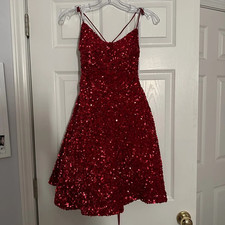 Red Hoco Dress From Sherri Hill With Cross Back