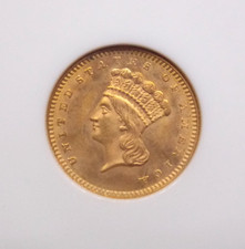 1862 $1 One Dollar GOLD Liberty *TYPE 3* NGC MS64 CAC #009 Unc BU ECC&C, Inc.