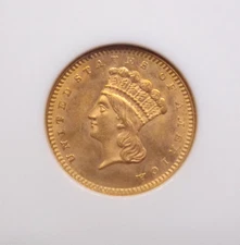 1862 $1 One Dollar GOLD Liberty *TYPE 3* NGC MS64 CAC #009 Unc BU ECC&C, Inc.