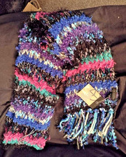 New 1990s Vintage Steve Madden Plush Knit Scarf Multi Color 83 Inches With Tags
