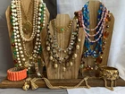 Vtg Costume Jewelry Lot AB Rhinestone Lucite Faux Baroque Pearl Crystal