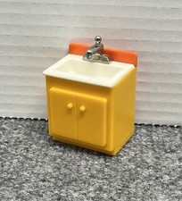 Vintage Fisher Price Dollhouse Kitchen Sink 1970's Orange