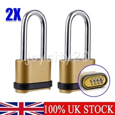 2* 4Digit Combination Padlock Long Shackle Security Code Lock Garden Garage Gate