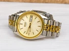 Vintage Seiko 7N43-812M Two Tone Stainless Steel Day Date Quartz Watch