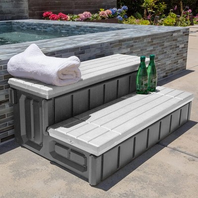 XtremepowerUS Universal Heavy Duty 2-Step Spa & Hot Tub Step Porch Steps with La