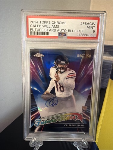 Caleb Williams 2024 Topps Chrome Future Stars Auto BLUE /150 Bears PSA 9