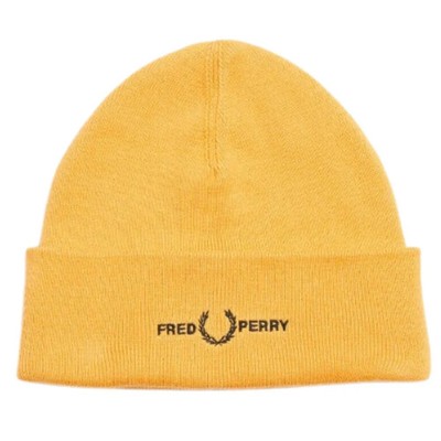 Fred Perry   Golden Hour   Gelbe Beanie mit Grafiklogo