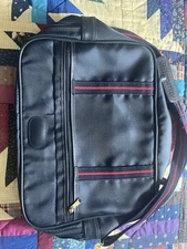 Vintage Blue Nylon Carryon Travel Bag Suitcase Luggage VTG Sears