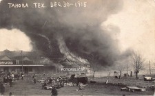 1915 Fire at Tahoka Lynn County Texas - Early RPPC of Main Street Area