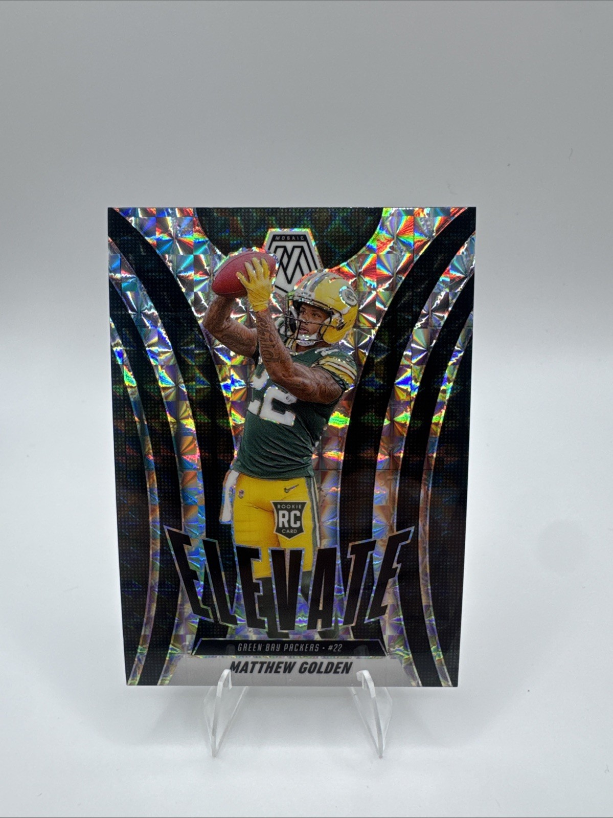 2025 Panini Mosaic - Elevate Matthew Golden #3 Green Mosaic Prizm (RC)