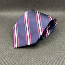 Vintage Brooks Brothers Navy Pink White Striped Silk Mens Tie Made in USA