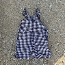 OshKosh B'Gosh Vintage 18 Months Shortalls Red Blue Plaid 100 Cotton